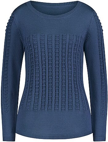 Pull à Manches Longues Motif Tricoté Devant - Taille Standard - Moda Vilona