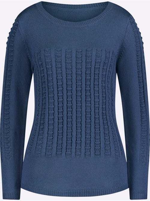 Pull à Manches Longues Motif Tricoté Devant - Taille Standard - Moda Vilona - Kiabi