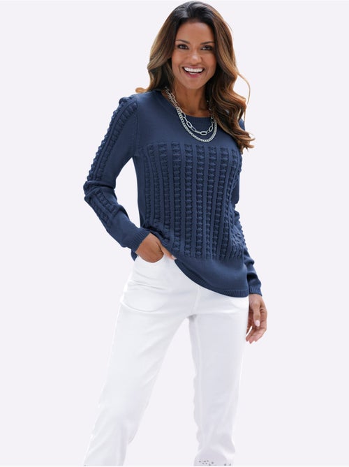 Pull à Manches Longues Motif Tricoté Devant - Taille Standard - Moda Vilona - Kiabi