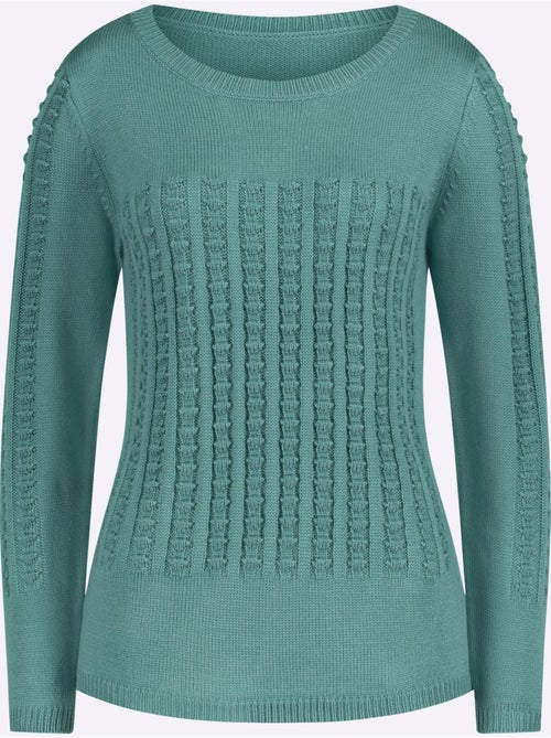 Pull à Manches Longues Motif Tricoté Devant - Taille Standard - Moda Vilona - Kiabi