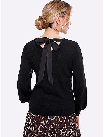 Pull à Manches Longues Nœud En Satin - Taille Standard - Moda Vilona