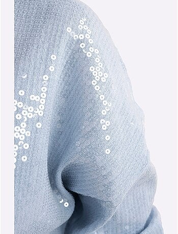 Pull à manches longues orné de paillettes brillantes - taille standard - helline
