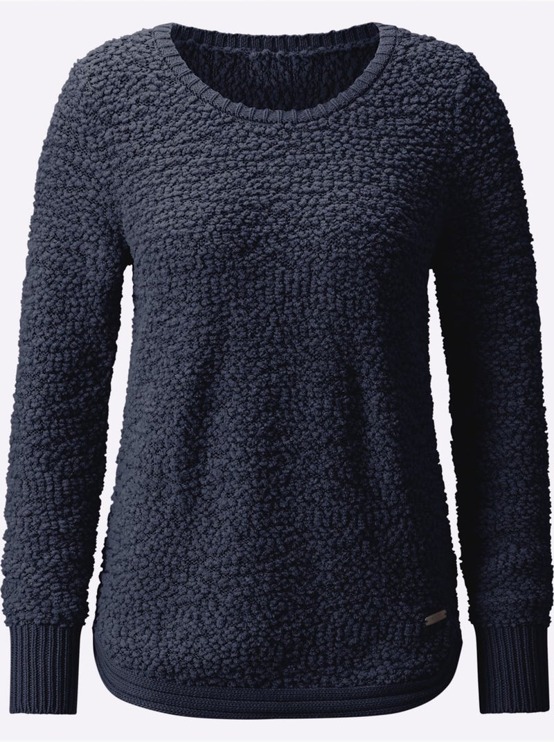 Pull à manches longues qualité tricotée douce - taille standard - witt Bleu marine - Kiabi