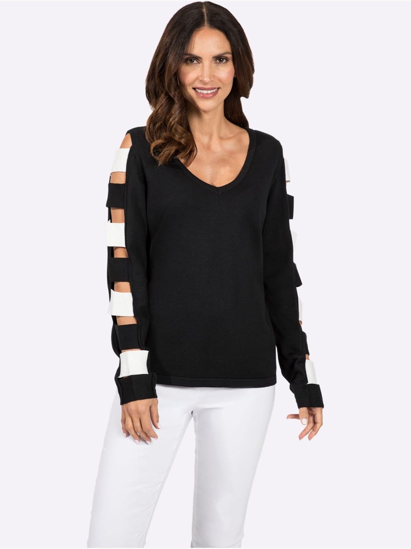 Pull à Manches Longues Qualité Viscose Douce - Taille Standard - Witt Noir - Kiabi