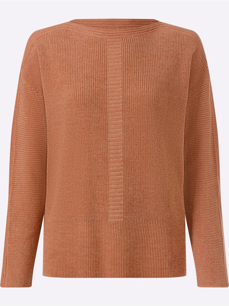 Pull à manches longues rayures décoratives brillantes - taille standard - helline Orange - Kiabi