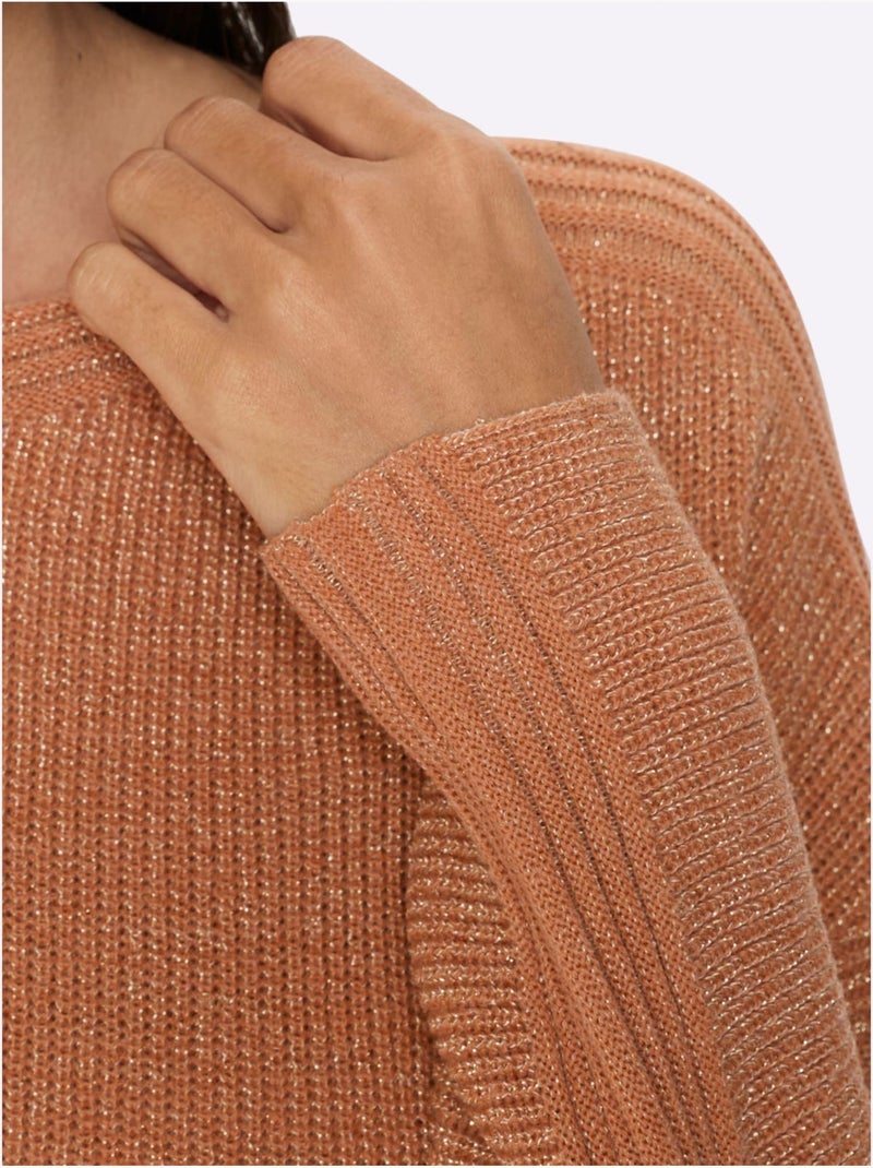 Pull à manches longues rayures décoratives brillantes - taille standard - helline Orange - Kiabi