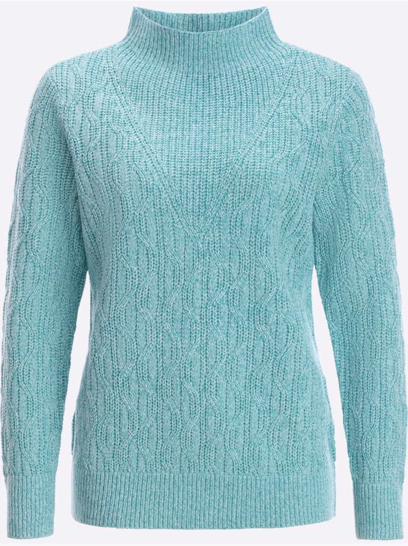 Pull à Manches Longues Superbe Motif Tricoté - Taille Standard - Moda Vilona Bleu - Kiabi