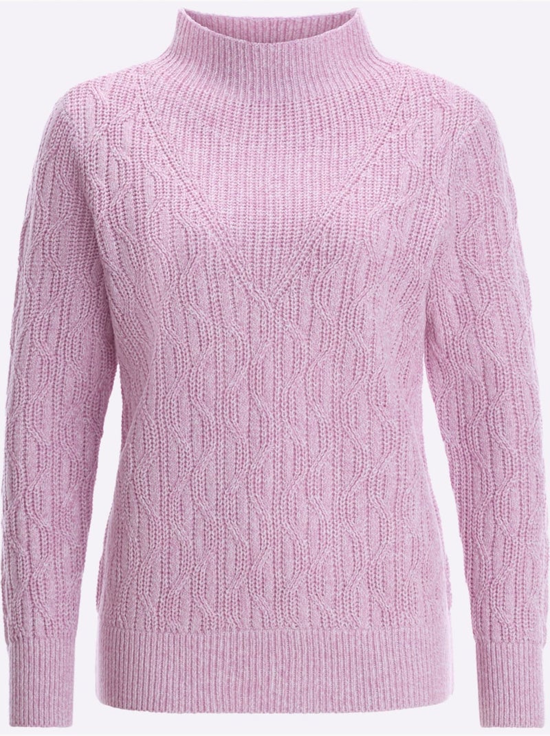 Pull à Manches Longues Superbe Motif Tricoté - Taille Standard - Moda Vilona Rose - Kiabi