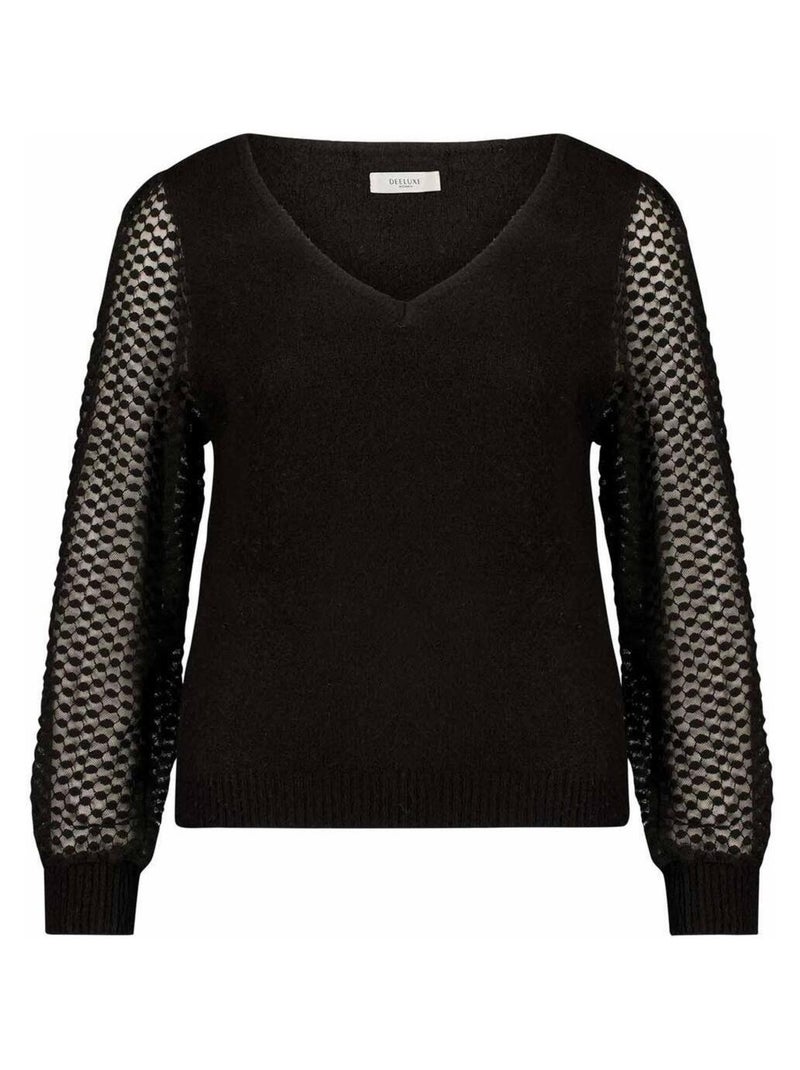 Pull à manches longues transparentes pour femme 'Deeluxe' Noir - Kiabi