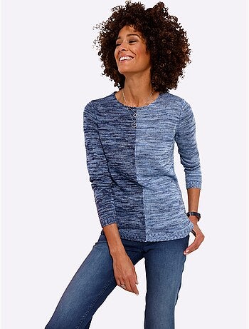 Pull à Manches Longues Tricot Chiné - Taille Standard - Moda Vilona