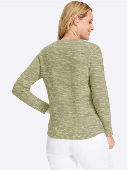 Pull à Manches Longues Tricot Chiné - Taille Standard - Moda Vilona - Kiabi Pull à Manches Longues Tricot Chiné - Taille Standard - Moda Vilona - Kiabi