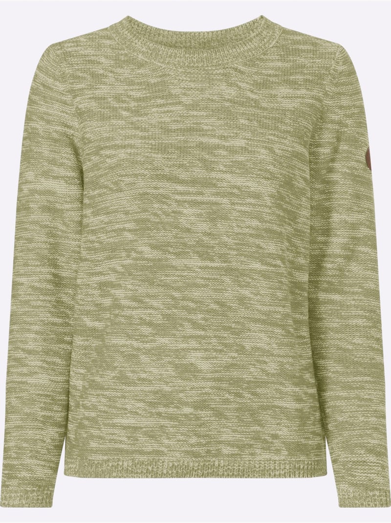 Pull à Manches Longues Tricot Chiné - Taille Standard - Moda Vilona Gris Vert Gris - Kiabi