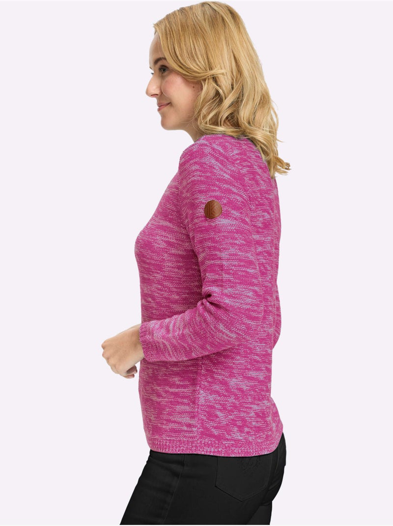 Pull à Manches Longues Tricot Chiné - Taille Standard - Moda Vilona Magenta - Kiabi