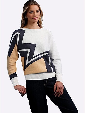 Pull à Manches Longues Tricot Intarsia De Qualité - Taille Standard - Helline