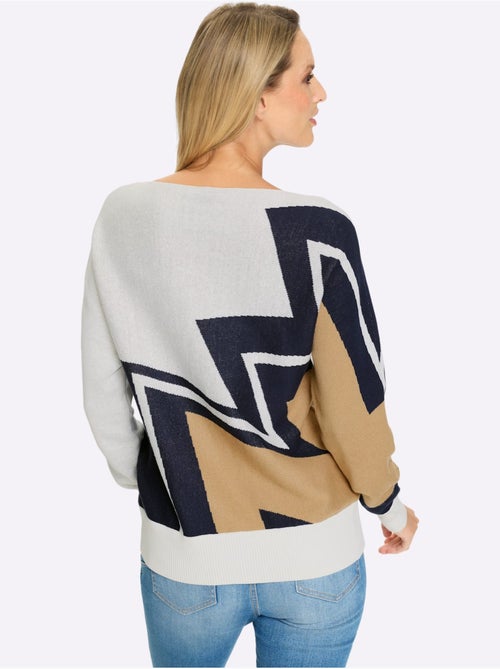 Pull à Manches Longues Tricot Intarsia De Qualité - Taille Standard - Helline - Kiabi Pull à Manches Longues Tricot Intarsia De Qualité - Taille Standard - Helline - Kiabi
