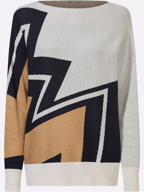 Pull à Manches Longues Tricot Intarsia De Qualité - Taille Standard - Helline - Kiabi Pull à Manches Longues Tricot Intarsia De Qualité - Taille Standard - Helline - Kiabi
