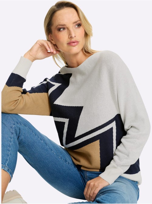 Pull à Manches Longues Tricot Intarsia De Qualité - Taille Standard - Helline - Kiabi Pull à Manches Longues Tricot Intarsia De Qualité - Taille Standard - Helline - Kiabi