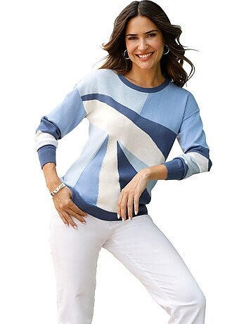Pull à Manches Longues Tricot Intarsia De Qualité - Taille Standard - Moda Vilona