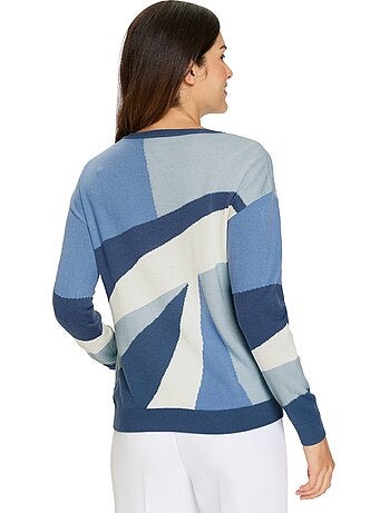Pull à Manches Longues Tricot Intarsia De Qualité - Taille Standard - Moda Vilona