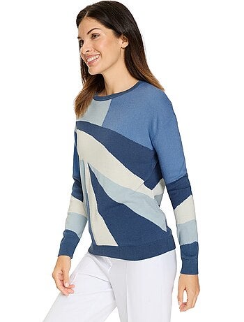 Pull à Manches Longues Tricot Intarsia De Qualité - Taille Standard - Moda Vilona
