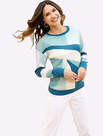 Pull à Manches Longues Tricot Intarsia De Qualité - Taille Standard - Moda Vilona
