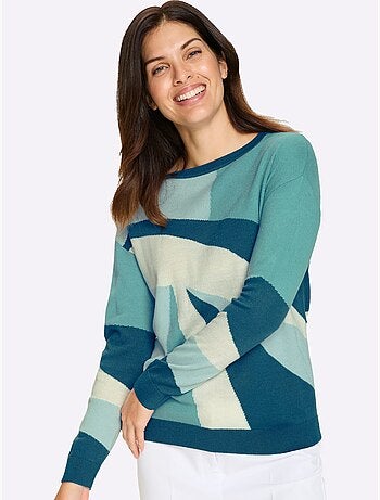 Pull à Manches Longues Tricot Intarsia De Qualité - Taille Standard - Moda Vilona