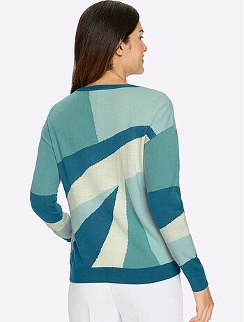 Pull à Manches Longues Tricot Intarsia De Qualité - Taille Standard - Moda Vilona