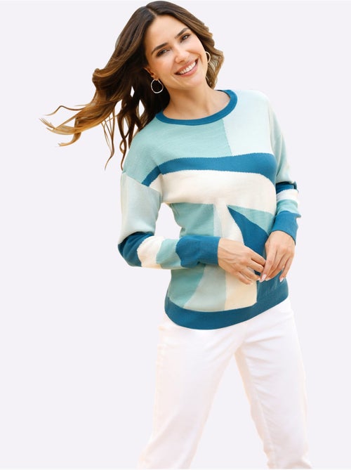 Pull à Manches Longues Tricot Intarsia De Qualité - Taille Standard - Moda Vilona - Kiabi Pull à Manches Longues Tricot Intarsia De Qualité - Taille Standard - Moda Vilona - Kiabi
