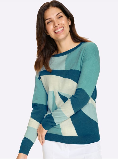 Pull à Manches Longues Tricot Intarsia De Qualité - Taille Standard - Moda Vilona - Kiabi Pull à Manches Longues Tricot Intarsia De Qualité - Taille Standard - Moda Vilona - Kiabi