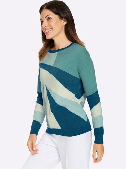 Pull à Manches Longues Tricot Intarsia De Qualité - Taille Standard - Moda Vilona - Kiabi Pull à Manches Longues Tricot Intarsia De Qualité - Taille Standard - Moda Vilona - Kiabi