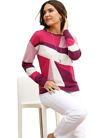 Pull à Manches Longues Tricot Intarsia De Qualité - Taille Standard - Moda Vilona