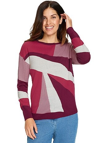 Pull à Manches Longues Tricot Intarsia De Qualité - Taille Standard - Moda Vilona