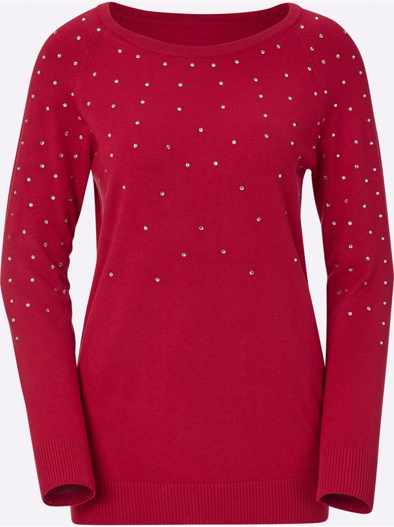 Pull à manches longues viscose - taille standard - witt Rouge - Kiabi