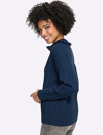 Pull à manches longues volants au col - taille standard - helline