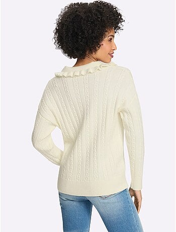 Pull à manches longues volants au col - taille standard - helline