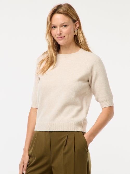 Pull à manches mi-longues en maille tricot - Kiabi
