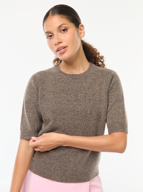 Pull à manches mi-longues en maille tricot - Kiabi
