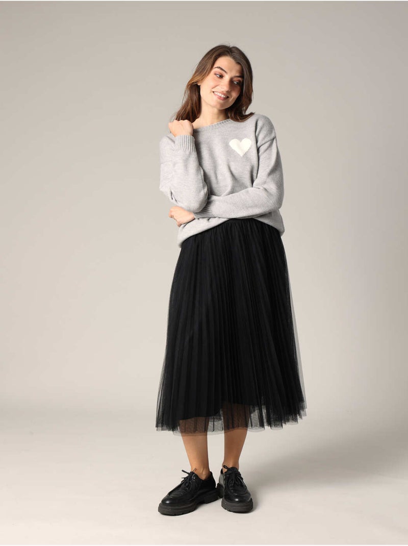 Pull à motif cœur 'Deeluxe' Gris clair - Kiabi