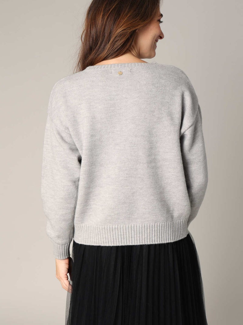 Pull à motif cœur 'Deeluxe' Gris clair - Kiabi