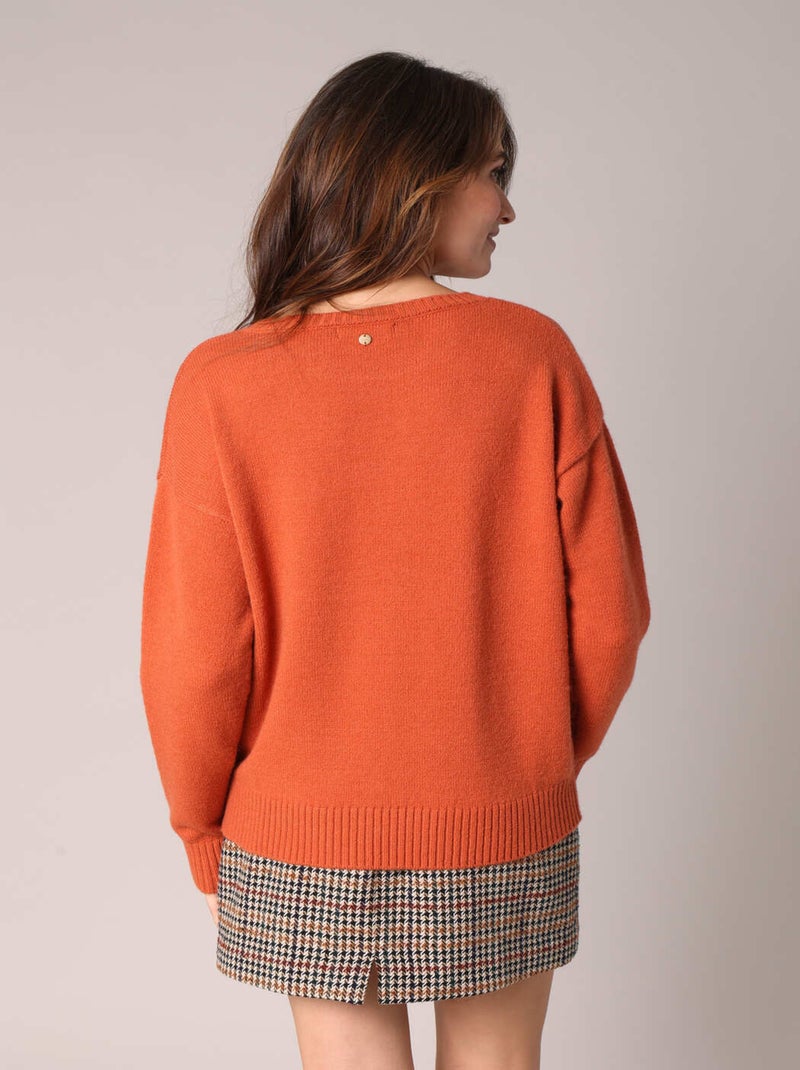 Pull à motif cœur 'Deeluxe' Rouge brique - Kiabi