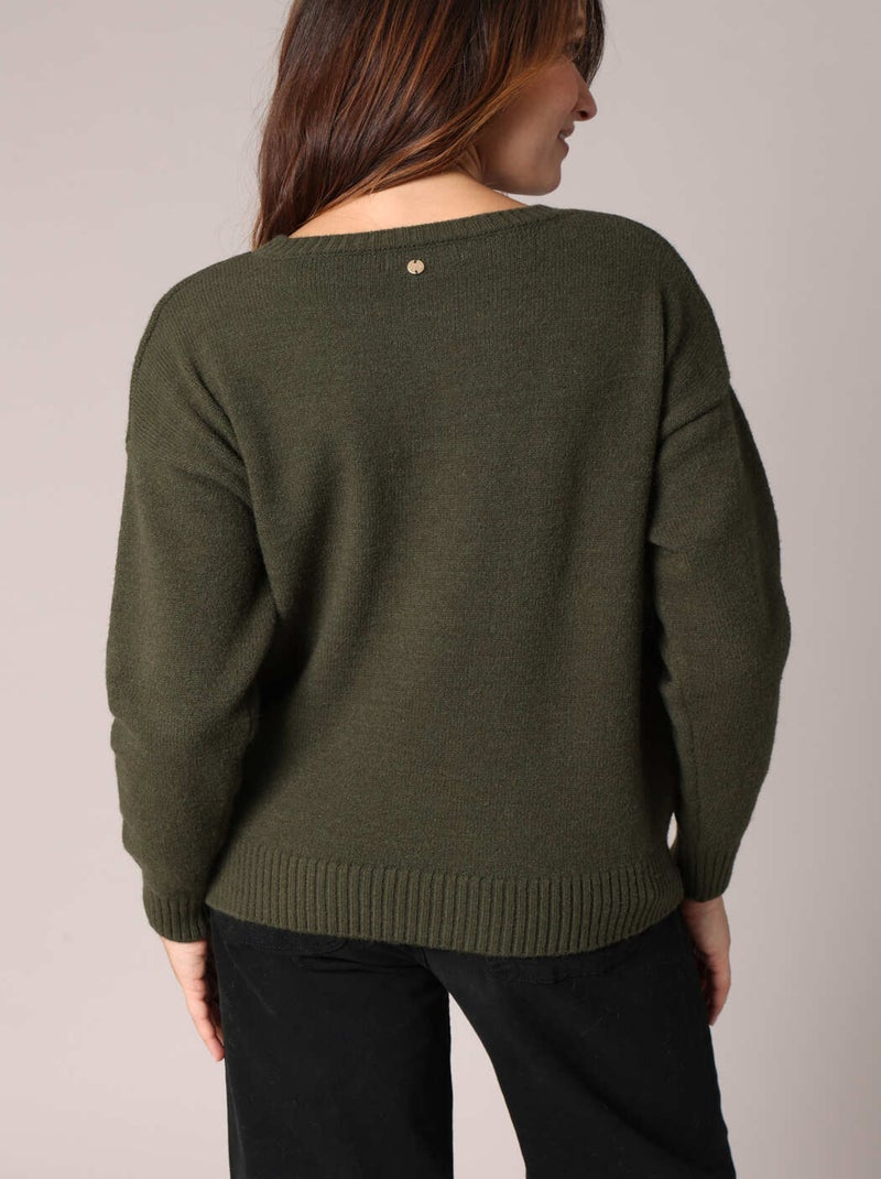 Pull à motif cœur 'Deeluxe' Vert bouteille - Kiabi