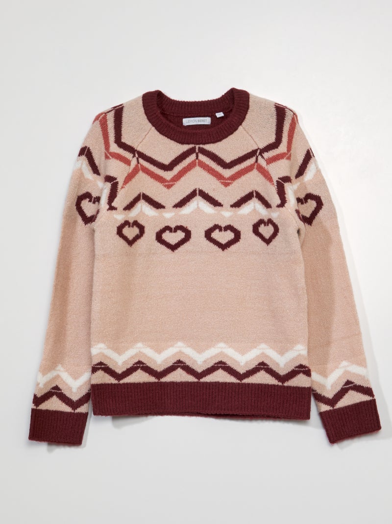Pull à motif jacquard Rose - Kiabi