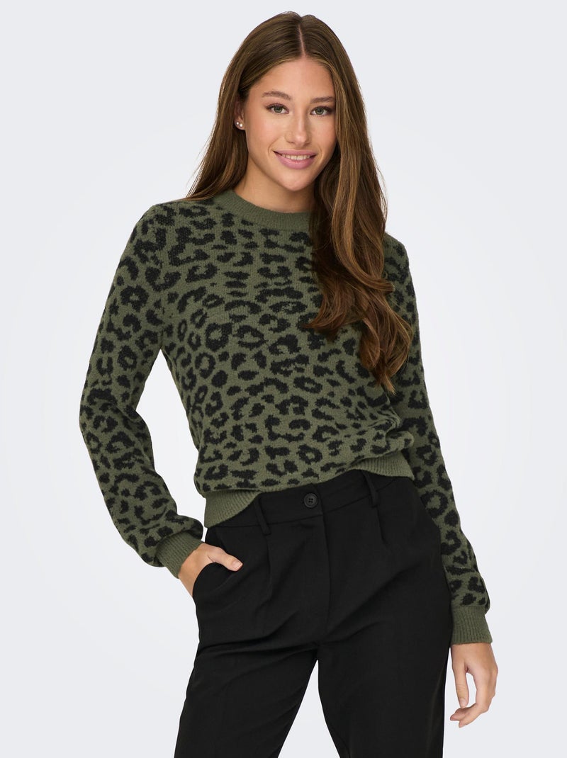 Pull à motif Kaki - Kiabi