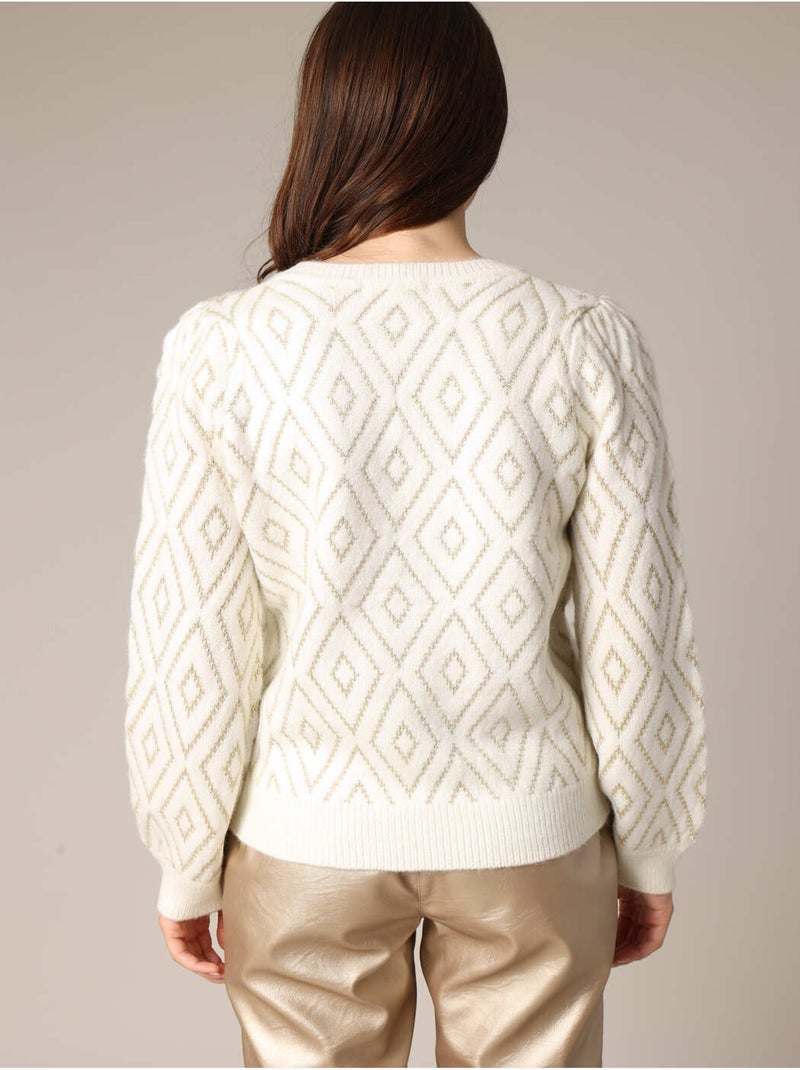 Pull à motif losange 'deeluxe' Crème - Kiabi