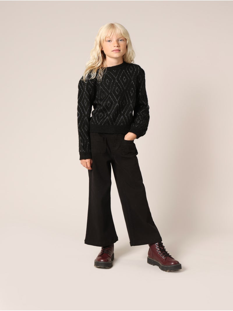 Pull à motif losanges pour fille 'deeluxe' Noir - Kiabi
