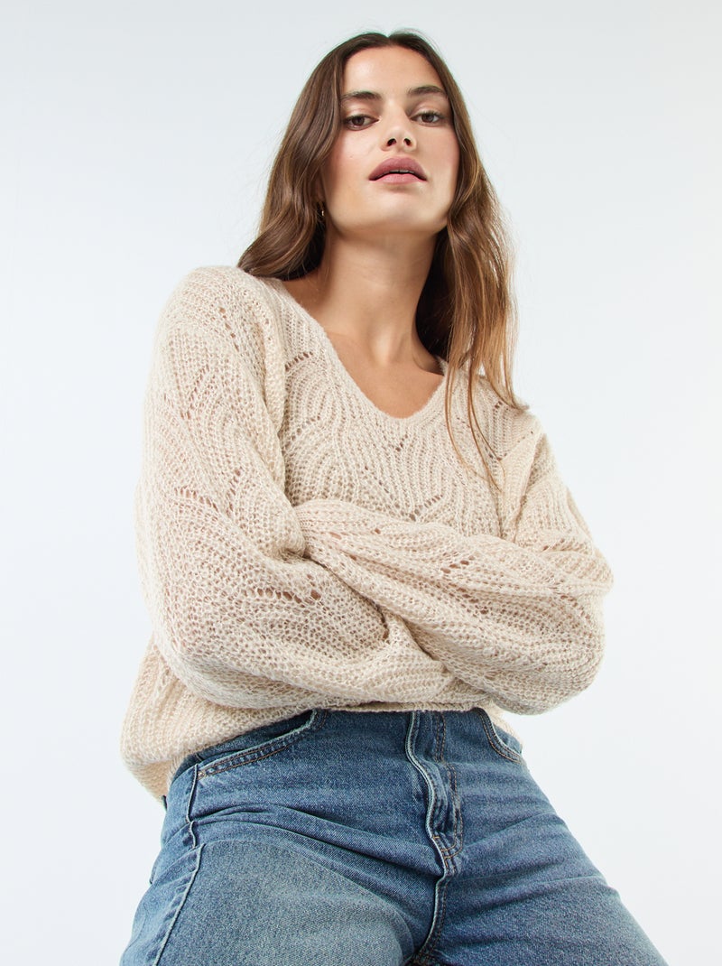 Pull à paillettes 'JDY' Beige Femme Kiabi