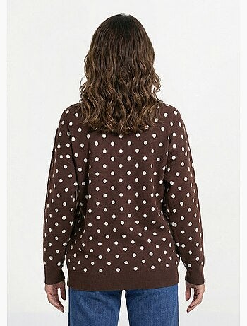 Pull à pois col rond, maille jacquard - AFIBEL