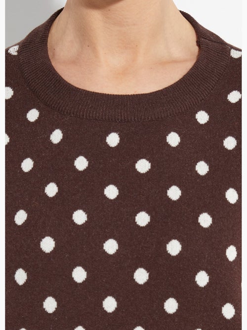 Pull à pois col rond, maille jacquard - AFIBEL - Kiabi