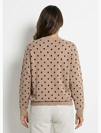 Pull à pois col rond, maille jacquard - AFIBEL