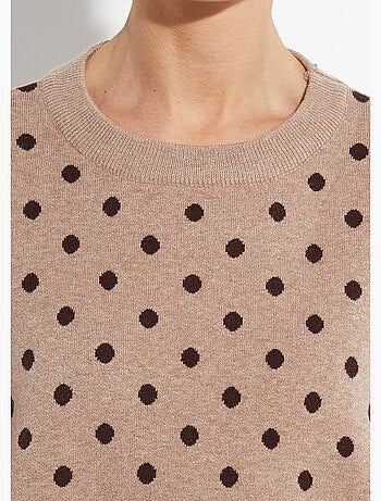 Pull à pois col rond, maille jacquard - AFIBEL